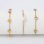 Gold color / 1 Piece Simple Sweet Style Stainless Steel  Gold Color Inlay Artificial Pearl Women's Chain Bracelets Picture2